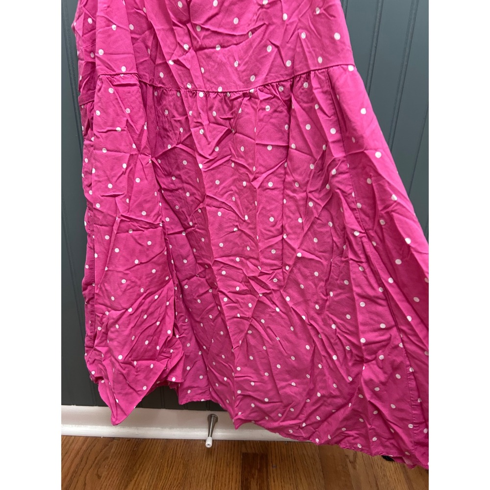 Torrid Pink Polka Dot Babydoll Mini Dress Plus Size 2 Sweetheart Tiered Summer - Picture 2 of 6